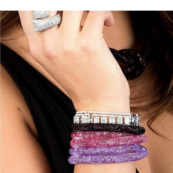 SWAROVSKI stardust purple crystal wrap bracelet /  choker LIKE NEW - Picture 8 of 9